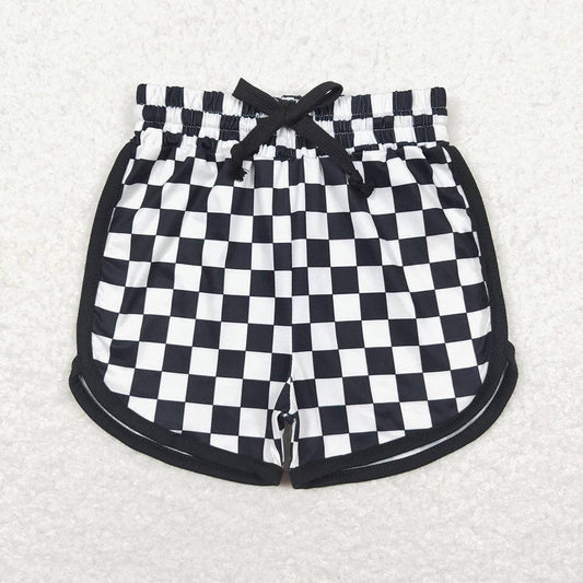 Black Checkered Shorts Bottoms